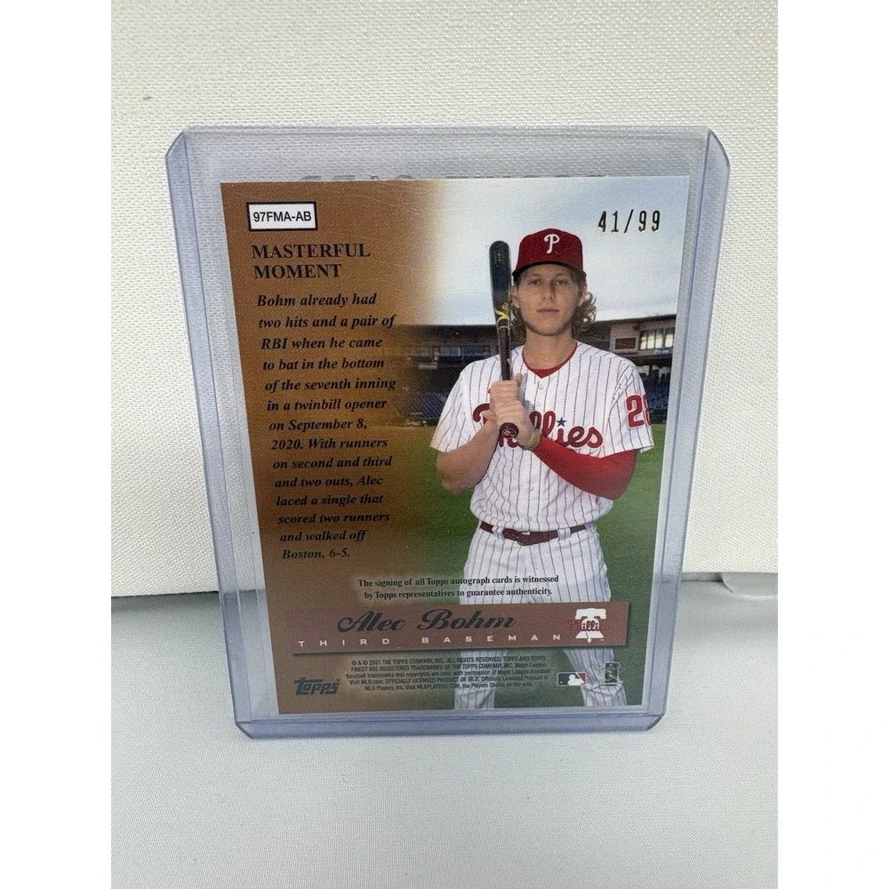 Alec Bohm AUTO Finest Masters Refractor /99 RC 2021 Topps Finest